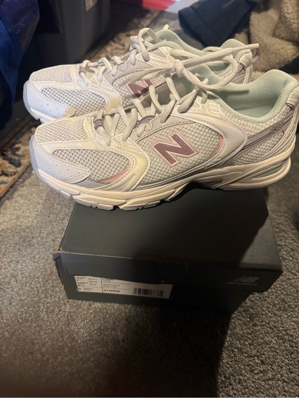New Balance Women's White & Light Pink Running Sneakers